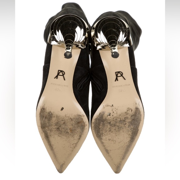 Paul Andrew | Black Suede Over The Knee Boots with Silver Heel - Picture 5 of 5